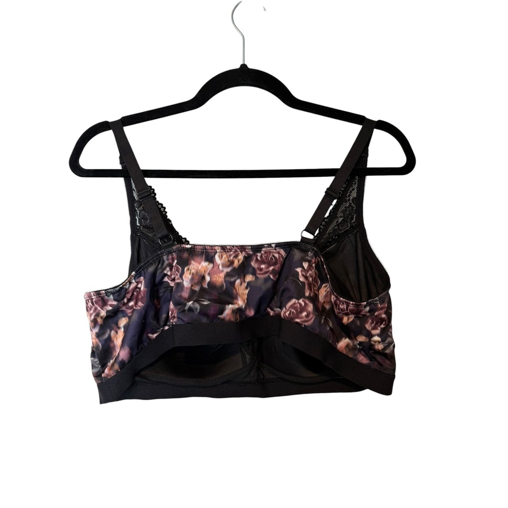 Lace-Trim Floral Bralette in Purple and Black - Picture 7 of 8